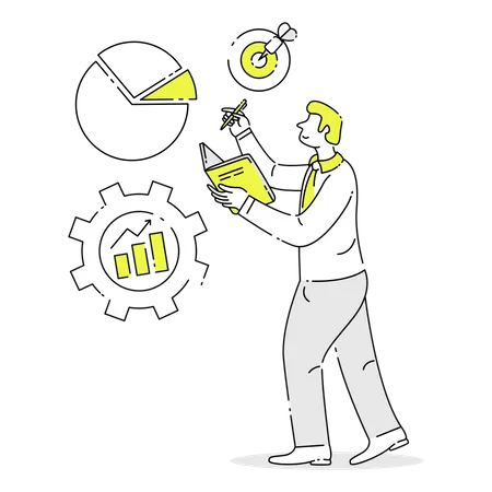 Geschäftsmann analysiert Umsatzwachstum  Illustration