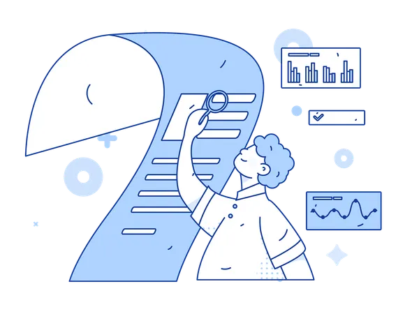 Geschäftsmann analysiert Verkaufsdaten  Illustration