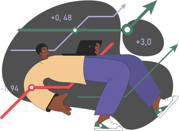 Geschäftsmann analysiert Wachstumsgewinn des Unternehmens  Illustration