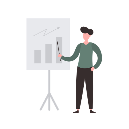 Geschäftsmann analysiert Wachstumsdiagramm  Illustration