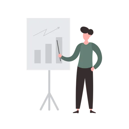 Geschäftsmann analysiert Wachstumsdiagramm  Illustration