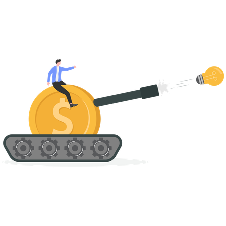 Geschäftsmann ändert Finanzidee  Illustration