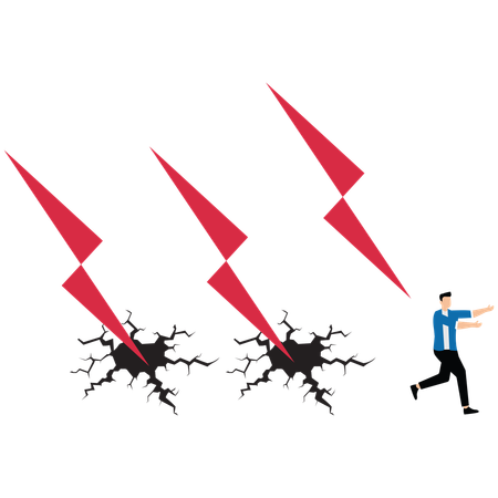 Geschäftsmann durch Donner angegriffen  Illustration