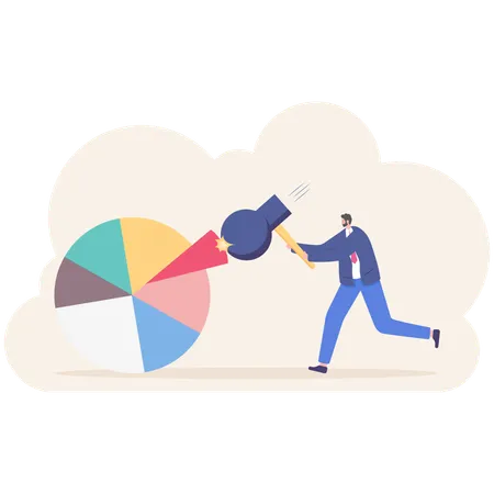 Geschäftsmann Ansichten auf Business-Diagramm  Illustration