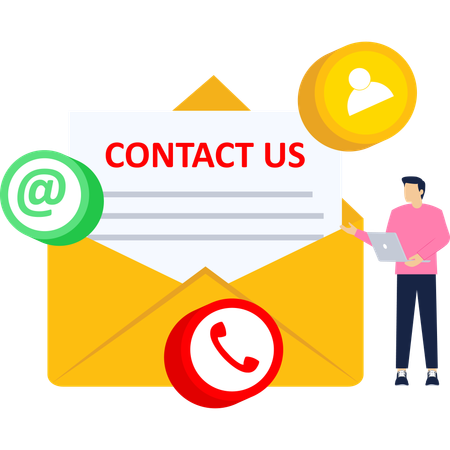 Geschäftsmann arbeitet am E-Mail-Support  Illustration