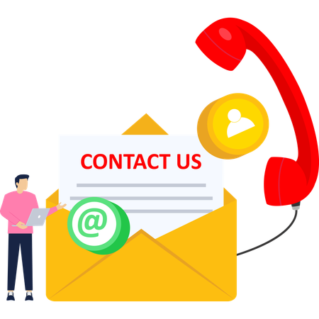 Geschäftsmann arbeitet am E-Mail-Support  Illustration