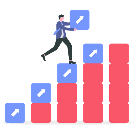 Geschäftsmann arbeitet an Unternehmenswachstum  Illustration