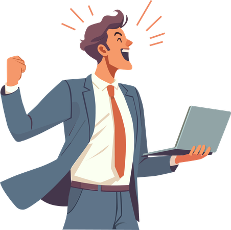 Geschäftsmann, der am Laptop arbeitet  Illustration