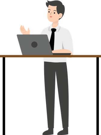 Geschäftsmann, der am Laptop arbeitet  Illustration