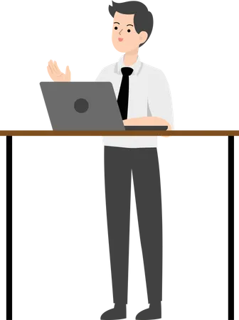 Geschäftsmann, der am Laptop arbeitet  Illustration