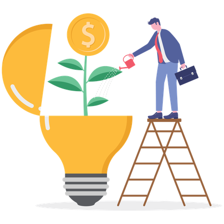 Geschäftsmann arbeitet im Umweltschutz  Illustration
