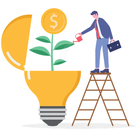 Geschäftsmann arbeitet im Umweltschutz  Illustration