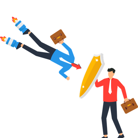Geschäftsmann arbeitet am Unternehmensschutz  Illustration
