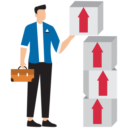 Geschäftsmann arbeitet an Unternehmenswachstum  Illustration