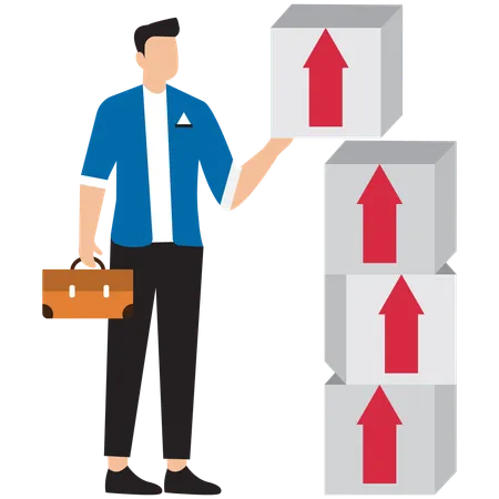 Geschäftsmann arbeitet an Unternehmenswachstum  Illustration