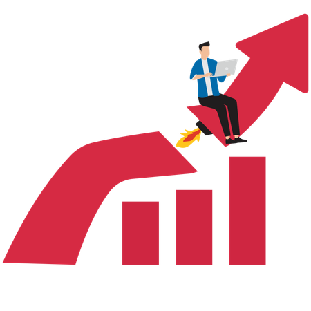 Geschäftsmann arbeitet am Wachstum eines Startups  Illustration