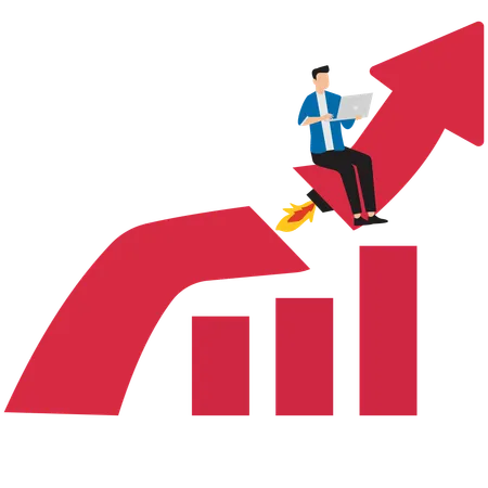 Geschäftsmann arbeitet am Wachstum eines Startups  Illustration