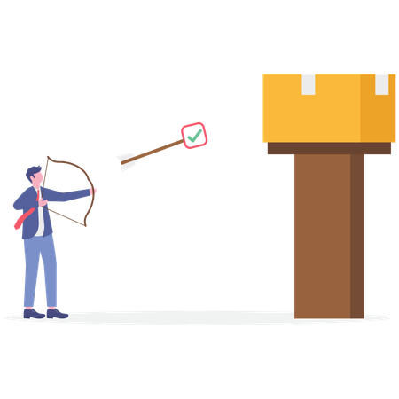 Geschäftsmann arbeitet an Business-Checkliste  Illustration