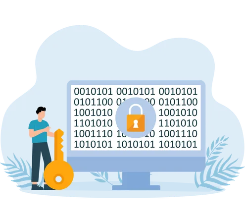 Geschäftsmann arbeitet an Codeschutz  Illustration