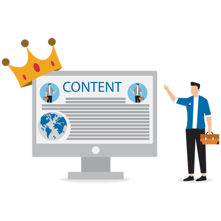 Geschäftsmann arbeitet an Content-Marketing  Illustration