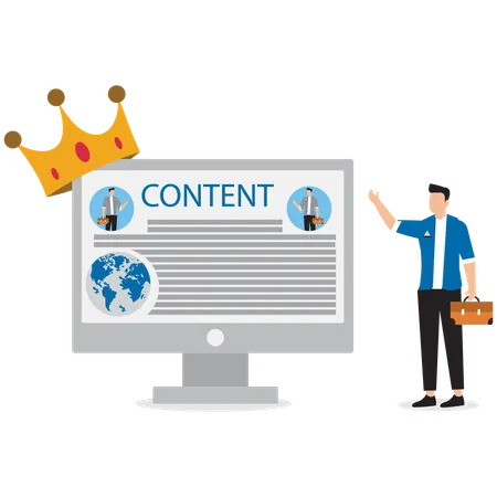 Geschäftsmann arbeitet an Content-Marketing  Illustration