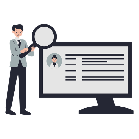 Geschäftsmann arbeitet an Datenmanagement  Illustration