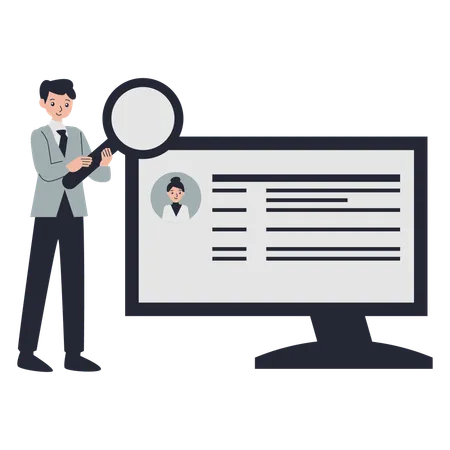 Geschäftsmann arbeitet an Datenmanagement  Illustration