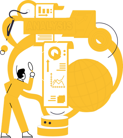 Geschäftsmann arbeitet an Datenstrukturen  Illustration