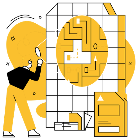 Geschäftsmann arbeitet an Datenvisualisierung  Illustration