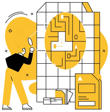 Geschäftsmann arbeitet an Datenvisualisierung  Illustration