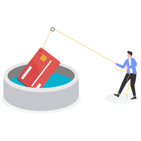 Geschäftsmann arbeitet an Debitkarte  Illustration