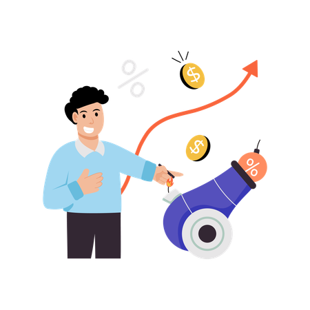 Geschäftsmann arbeitet an Kreditkosten  Illustration