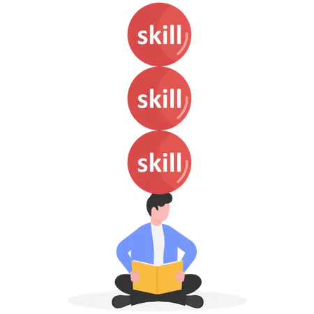 Geschäftsmann arbeitet an der Entwicklung seiner Fähigkeiten  Illustration