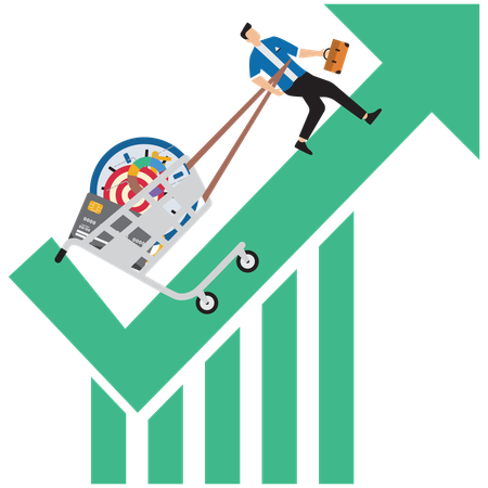 Geschäftsmann arbeitet an der Entwicklung persönlicher Fähigkeiten  Illustration