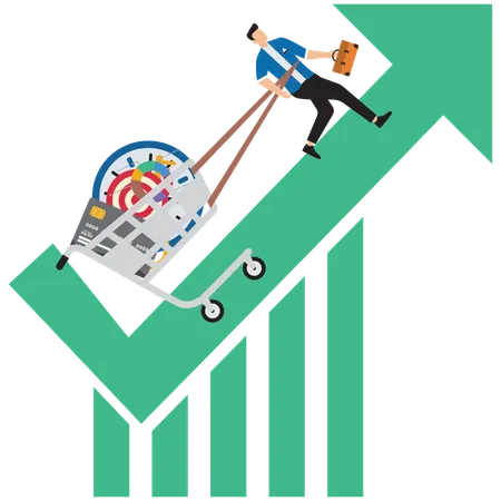 Geschäftsmann arbeitet an der Entwicklung persönlicher Fähigkeiten  Illustration