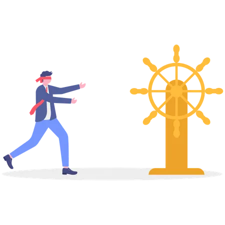 Geschäftsmann arbeitet an der Geschäftsausrichtung  Illustration