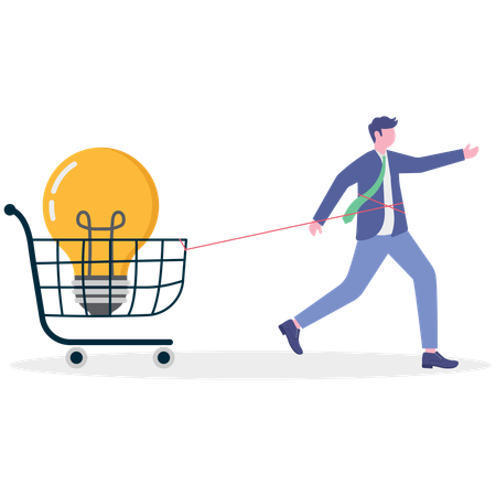 Geschäftsmann arbeitet an der Ideenfindung  Illustration