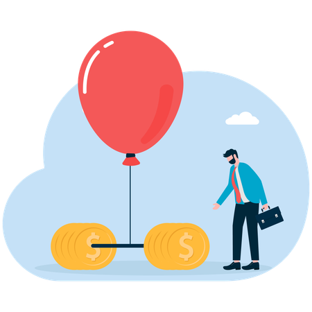 Geschäftsmann arbeitet an Inflationsrate  Illustration