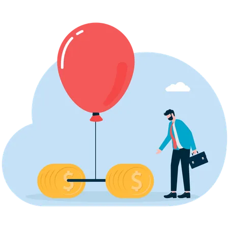 Geschäftsmann arbeitet an Inflationsrate  Illustration