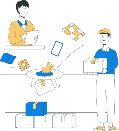 Geschäftsmann arbeitet an der Lieferkette  Illustration