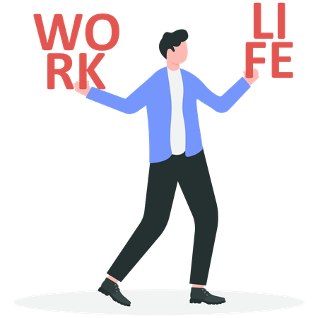 Geschäftsmann arbeitet an der Work-Life-Balance  Illustration