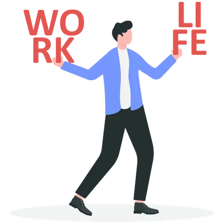 Geschäftsmann arbeitet an der Work-Life-Balance  Illustration