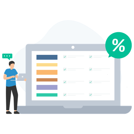 Geschäftsmann arbeitet an analytischem Dashboard  Illustration