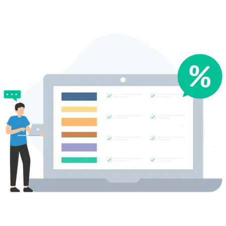 Geschäftsmann arbeitet an analytischem Dashboard  Illustration