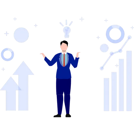 Geschäftsmann arbeitet an Diagramm  Illustration