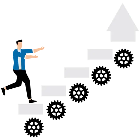 Geschäftsmann, der im Geschäftsumfeld arbeitet  Illustration