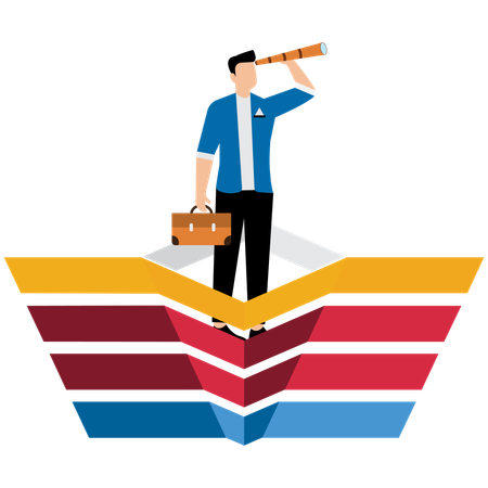 Geschäftsmann arbeitet an Marketing-Funnel  Illustration