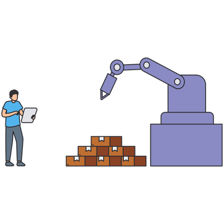 Geschäftsmann, der im Lager arbeitet  Illustration