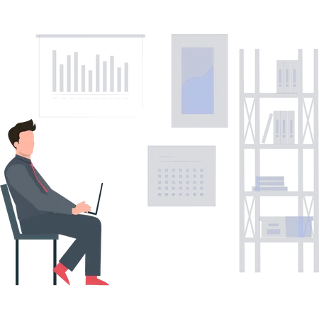 Geschäftsmann arbeitet an der Analyse  Illustration