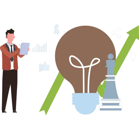 Geschäftsmann arbeitet an Analyseidee  Illustration